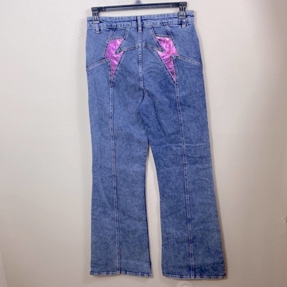 NEW Free People Thunderbird pink lightning bolt flare jeans, 33 - Picture 7 of 12